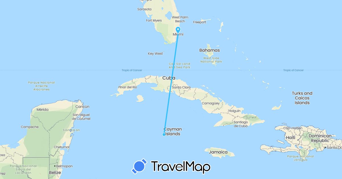 TravelMap itinerary: driving, boat in Cayman Islands, United States (North America)